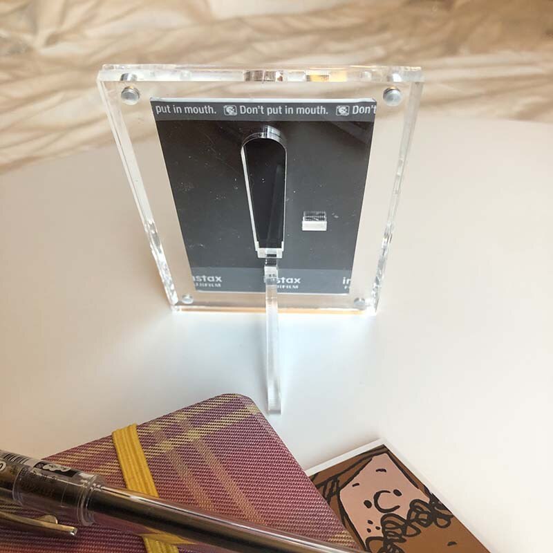 Akryl stark magnetisk dubbelsidig 3 tums polaroid fotoram genomskinlig reklamdisplay stativ etikettpapper