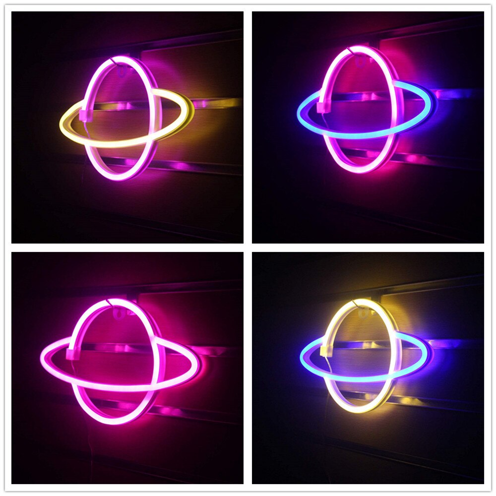 Diy nattlampor led neonskylt nattlampa usb batteridrivna lampor planet neon lampa barn