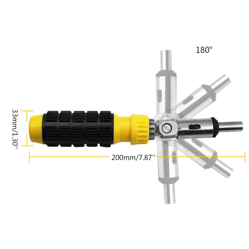 Destornillador de trinquete multifunción, llave ajustable de ángulo hexagonal interior de 0-180 grados