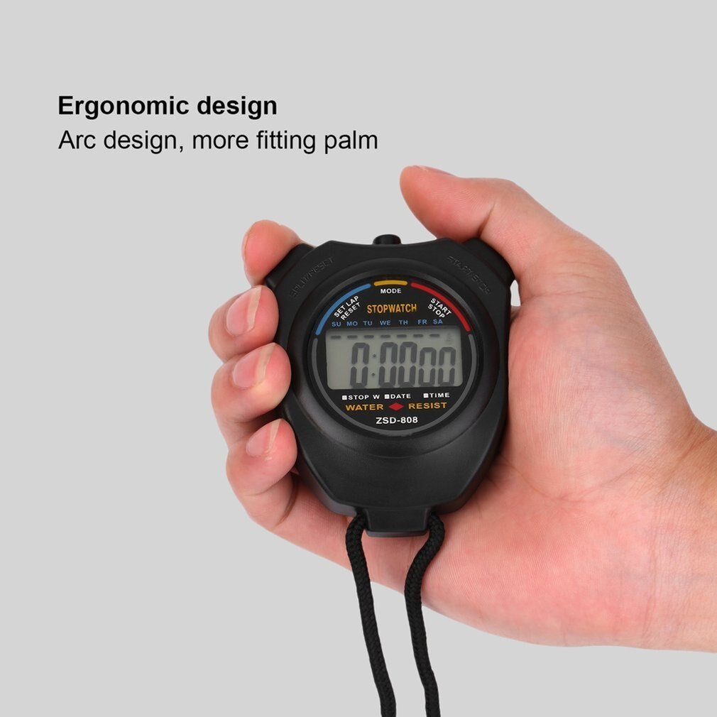 Kitchen Timers Classic Digital Handheld LCD Chronograph Sports Stopwatch Timer Stop Watch With String