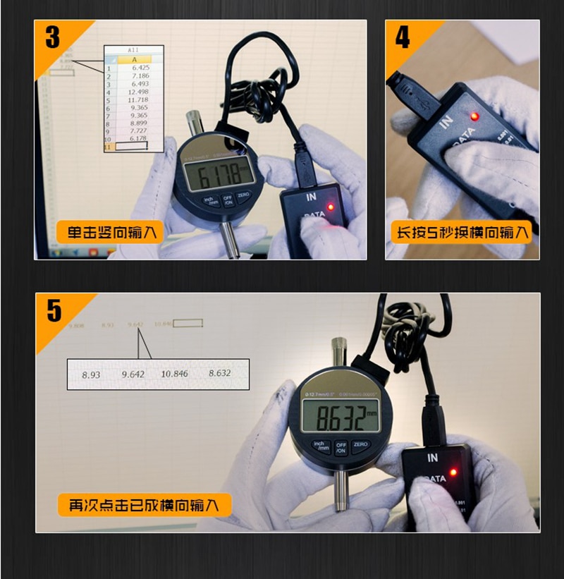 Digital Display Measure Tools USB Data Acquisition Adapter Cable For Electronic Dial Indicator Micrometer Thickness Gauge Meter