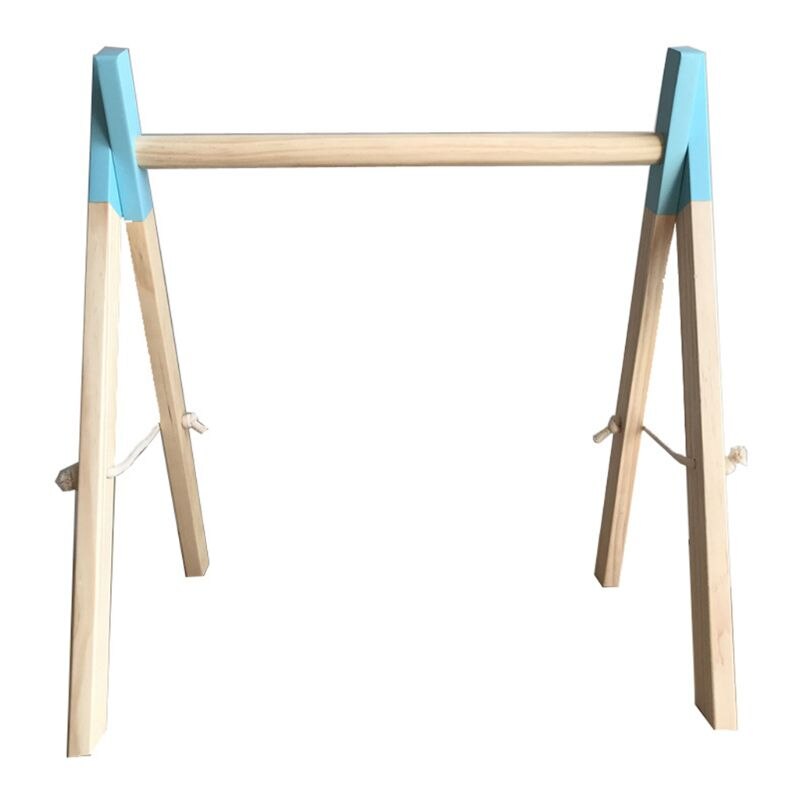 Nordic Stijl Baby Gym Speel Frame Nursery Zintuiglijke Ring-Pull Speelgoed Houten Baby Kind Kledingrek Kinderkamer Decoratie: 84-Blue
