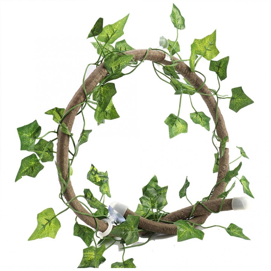 1Pc Vine Artificial Flocking Moss Rockery Aquarium Landscaping Reptile Climbing Branch Flexible Jungle 3.28ft Rattan: Light Green