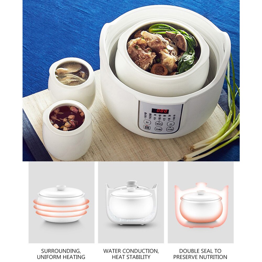 Household Multi Cooker Electric Stew Pot White Porcelain Water-proof Bird&#39;s Nest Stew Pot Cooking Machine