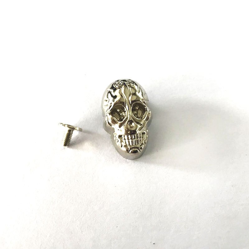 XUNZHE – vis tête de mort en alliage Punk, 10 pièces, Rivet pour bricolage, sac en cuir, chaussures, chapeaux, ceinture, décoration de vêtements: Silver skull