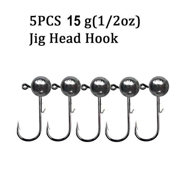 Hameçon de pêche à tête plombée pour ver mou, crochet de pêche à tête plombée, 2g 3g 5g 7g 10g 15g 20g, 5 pièces/10 pièces: 5pcs 15g fishhook
