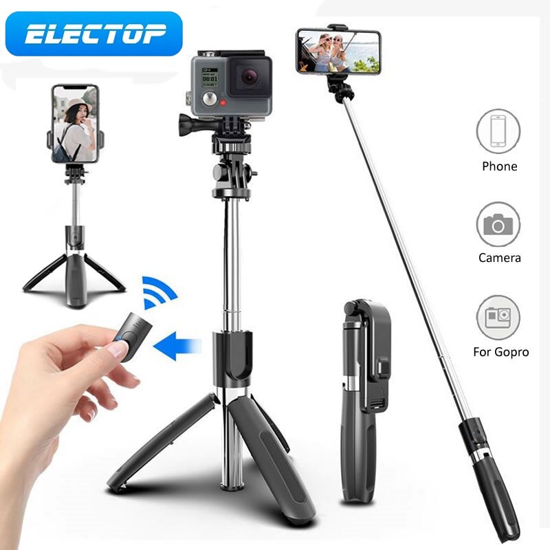 Electop Draadloze Bluetooth Selfie Stok Statief Opvouwbare Statief Monopods Universal Voor Smartphones Voor Gopro Sport Actie Camera