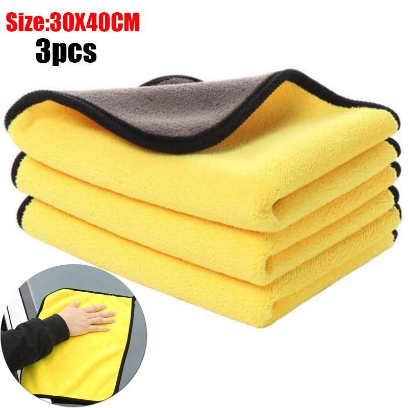 3 Stuks Microfiber Car Cleaning Handdoeken Wasstraat Drogen Doek Zomen Microfiber Handdoek Zorg Washandje Auto Detaillering Accessoires: Bruin