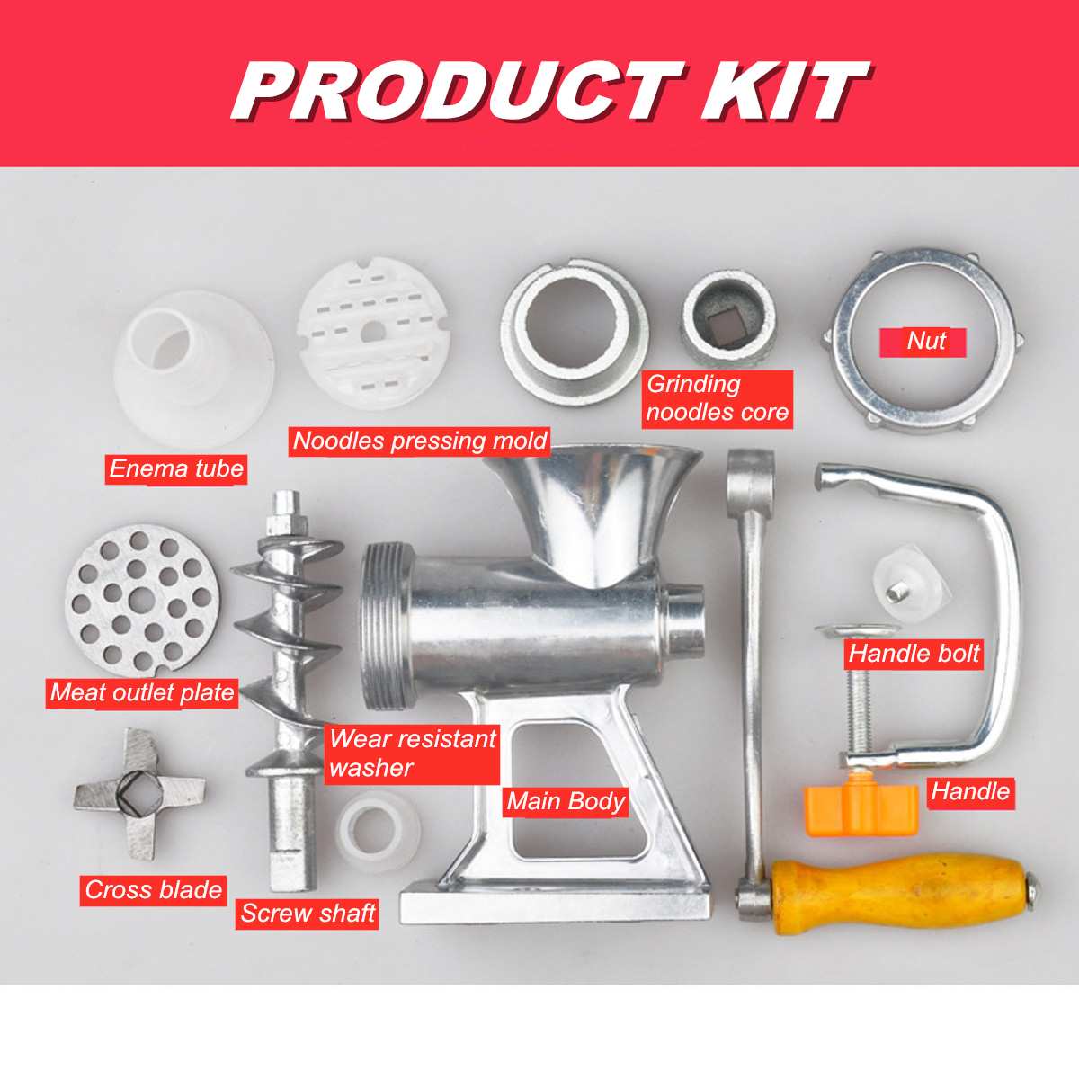 Manual Meat Grinder Beef Noodle Pasta Mincer Sausages Maker Aluminum Grinding Machine Kitchen Tools Gadgets Hand Operated