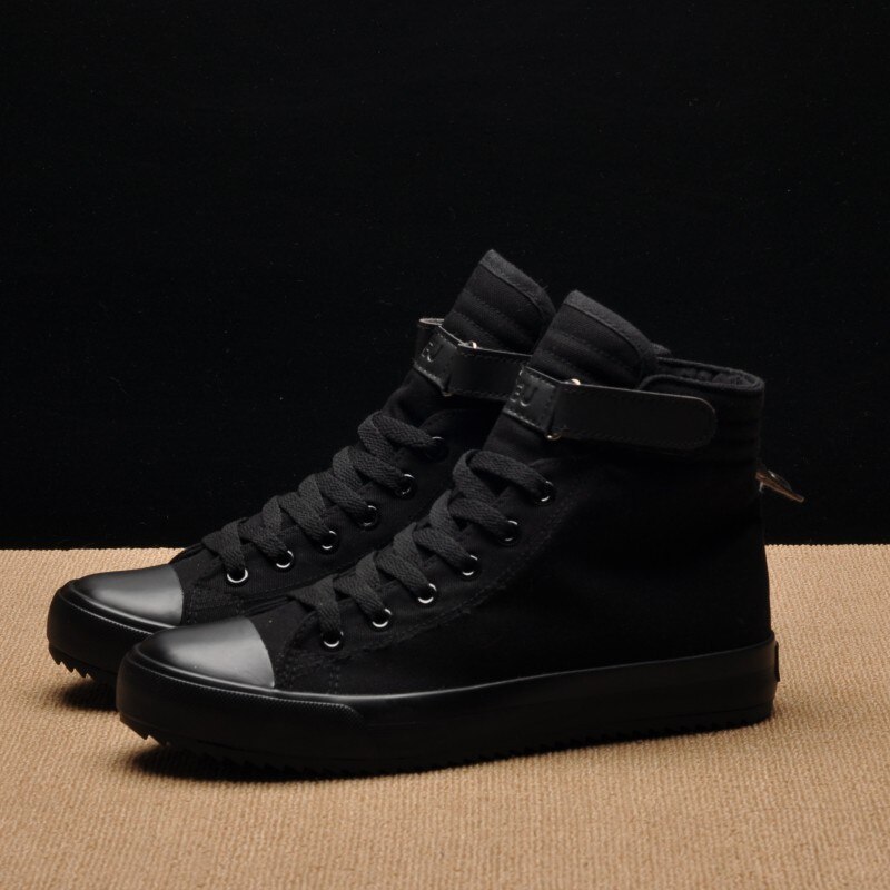 COSIDRAM Canvas Men Casual Shoes High Top Men Shoes For Male RME-329: Black / 8.5