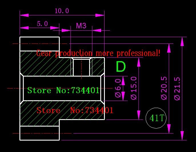 /Plastic gears/Pom/0.5m 41T/ Stepped gears/Hole 3mm/4mm/5mm/6mm