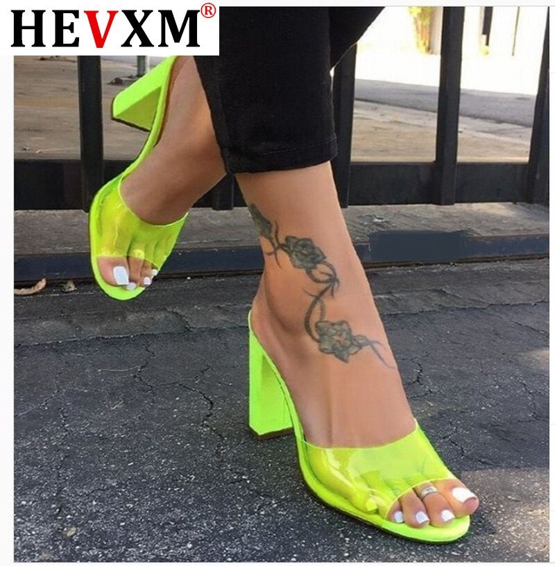 Schoenen slippers hakken jelly slides grote maten schoenen dames hoge transparante basic rome stof pu super hoof schoenen slippers hakken