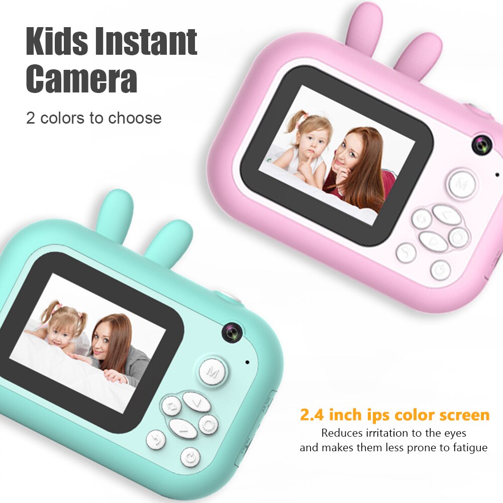 Portable Kids Camera Mini Video Front Rear 1080P HD Photo Printer USB Rechargeable with LCD Display