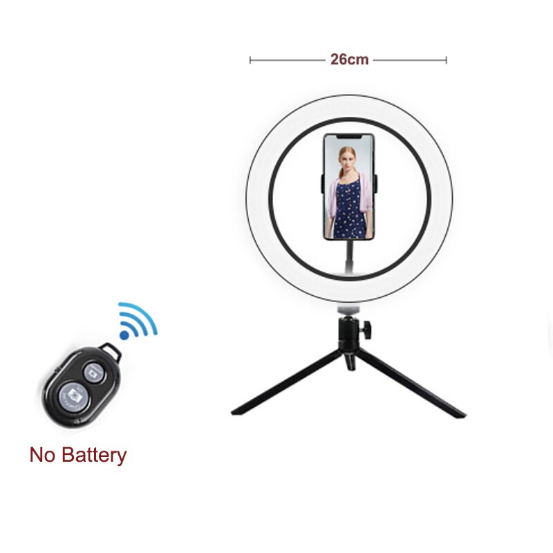 LED Selfie Ring Fill Light 10inch/26CM Dimmable Phone Camera Ring Lamp With 160cm Stand Tripod For Makeup Video Live Studio VK: 26cm and tabletripod