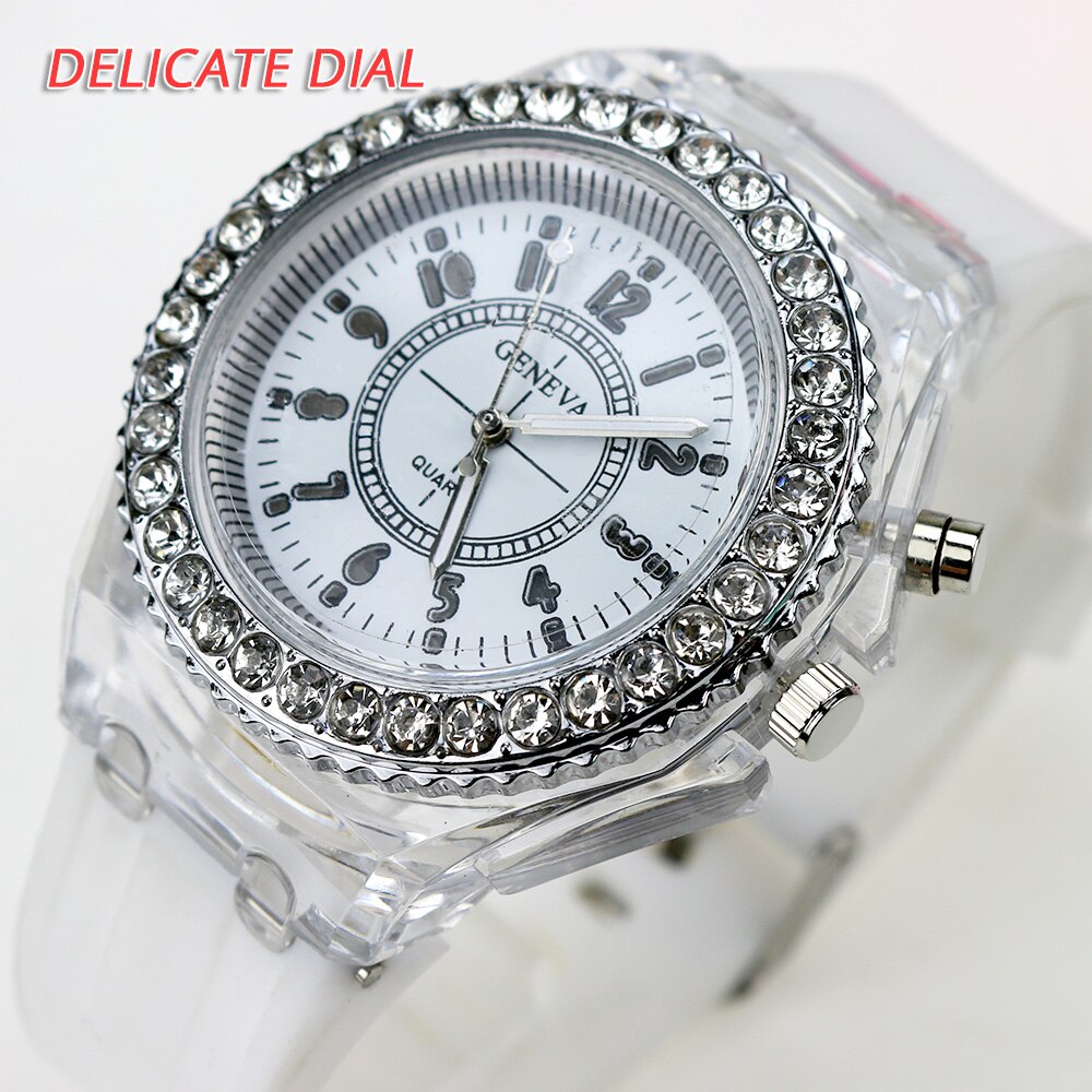 Led-flitser lichtgevend horloge met gelei, rubber, dameshorloge, studentenhorloge, quartzhorloge, lichtgevende klok, liefhebbers