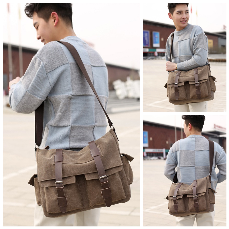 Leisure Canvas mannen Aktetas Tassen Gegarandeerd Man Schoudertas Mode Business Functionele Messenger Bag