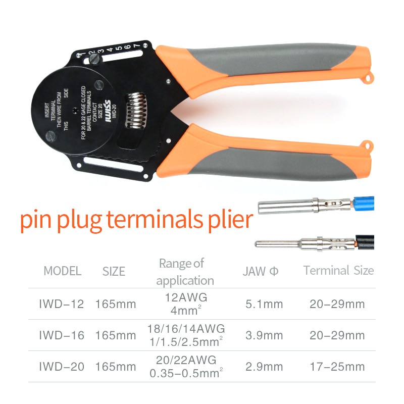 Iwd -16 crimper aviation pin piller handverktyg för tyska kontakter deutsch dt, dtm, dtp terminal  w2 tång 18/16/14 awg