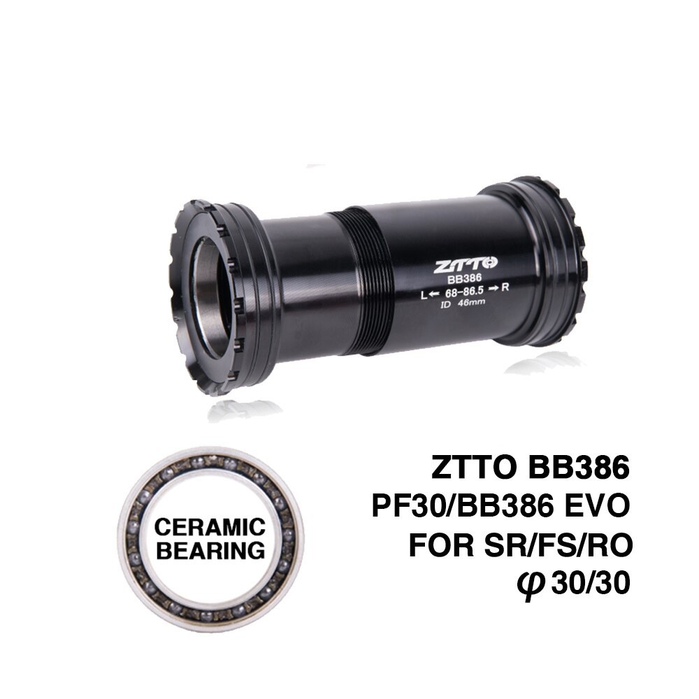 ZTTO MTB Road Bike Parts BB386 30 PF30 Axle Ceramic Adapter Bicycle Press Fit Bottom BB30 30mm Crankset Chainset Brackets: BB386 30 Bk Ceramic