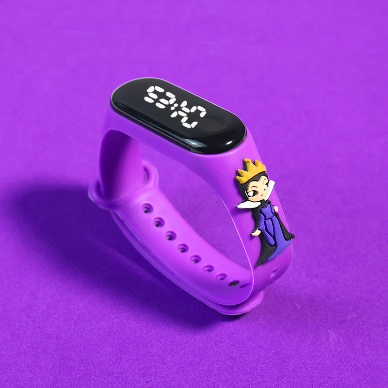 Elektronische digitale LED-Anzeige Uhren Cartoon Uhren Kinderuhr wasserdicht Kinderuhren: Lila