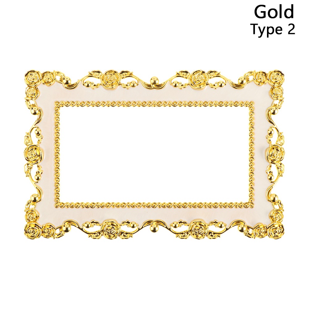 Rose Edge Light Switch Cover Gold Silver Resin Single and Double Surround Socket Frame Wall Sticker Switch Sticker: Gold-Double