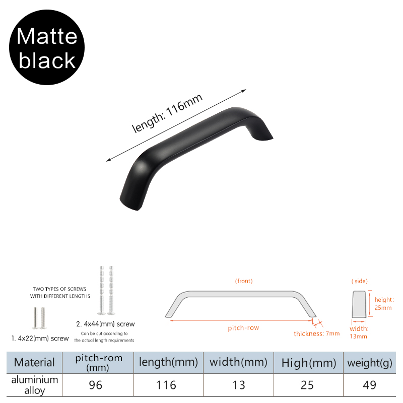 Minimalistisch modern meubilair kastdeur lade lange handgrepen voor badkamerkast zwarte aluminiumlegering: chroom