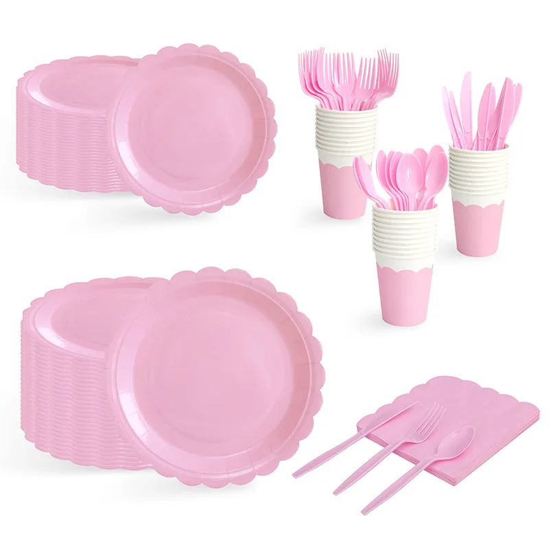 Effen papieren bordjes, bekers, servetten, tafelkleden en servies voor feestjes, kinderfeestjes en festivals.