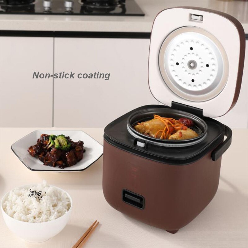 220V 200w Electric Rice Cooker Portable Cooking Pot Food Warmer Electric Heating Cooker Steamer Cooker Insulation Lunch Box 1.2L