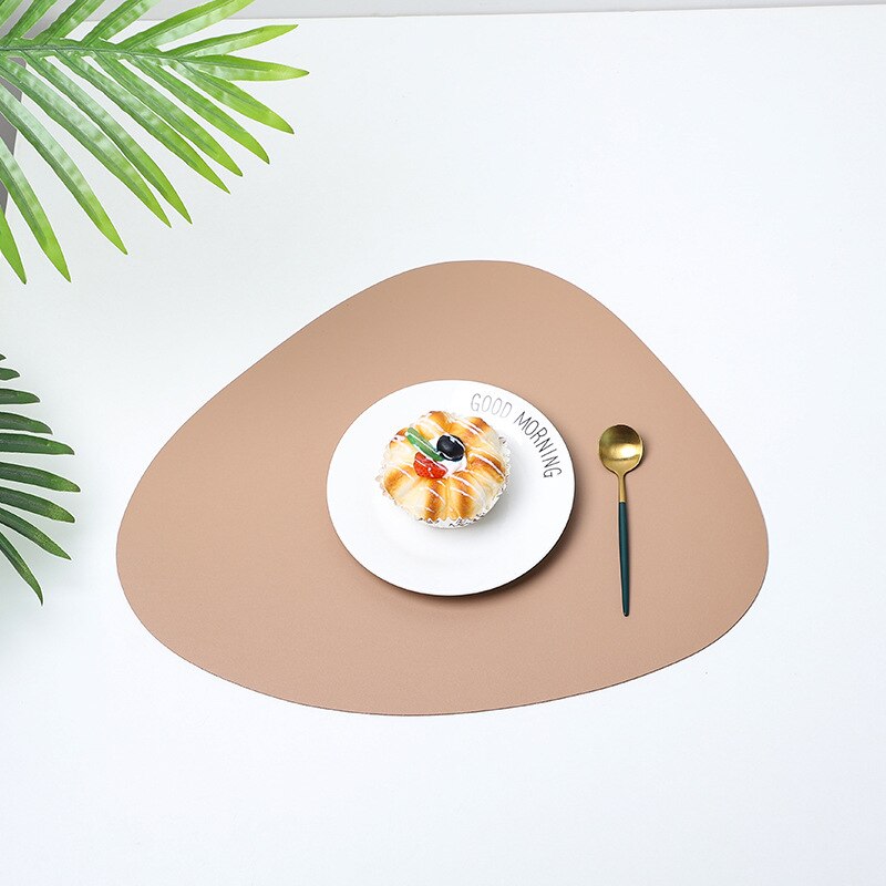 Leather Placemat Nordic Waterproof Oil Proof Thermal Insulation Solid Big Small Double Side Triangular Home Placemat 41*34Cm: E / 13X11cm