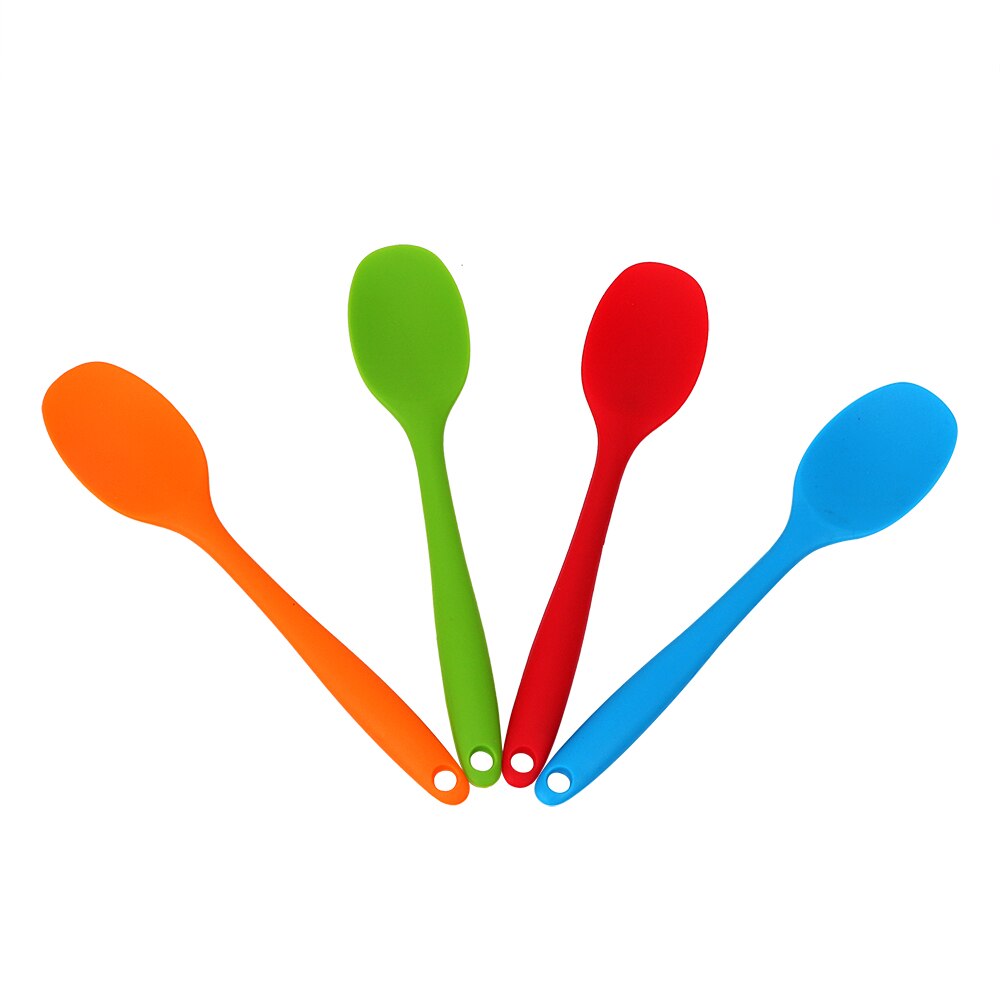 Cuchara mezcladora de silicona para cocina, cucharas para sopa, utensilios de cocina de mango largo, espátula para masilla de pastel