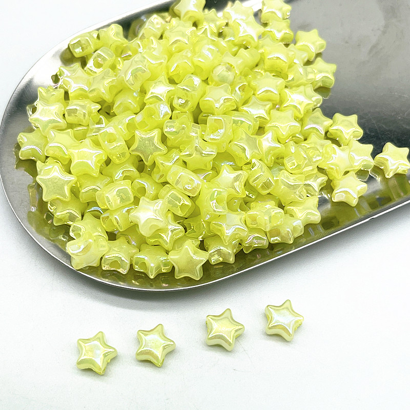 50 Uds 10mm AB colorido estrella de cinco puntas de acrílico cuentas espaciadoras sueltas para fabricación de joyería DIY accesorios hechos a mano: Caqui