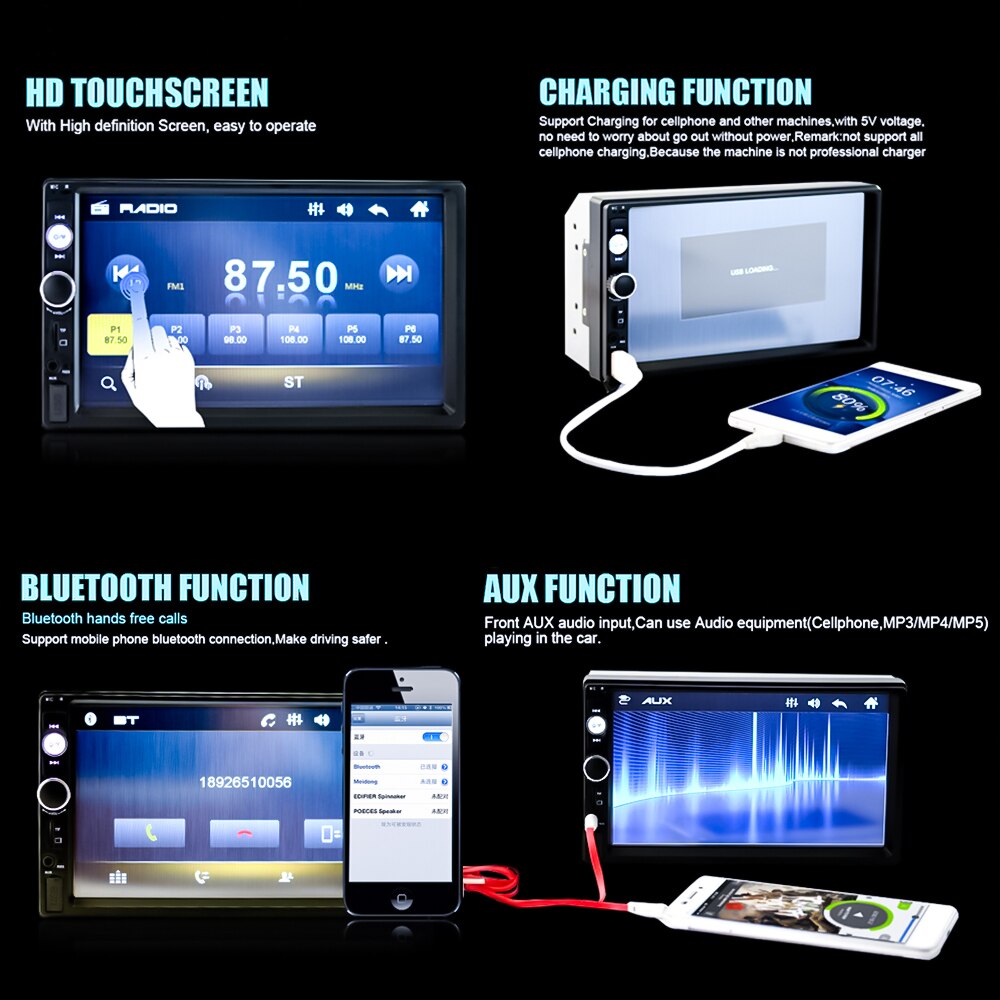 Universal 2 din Car Multimedia Player Auto radio Stereo 7" Touch Screen Video MP5 Player Auto Radio Backup Camera