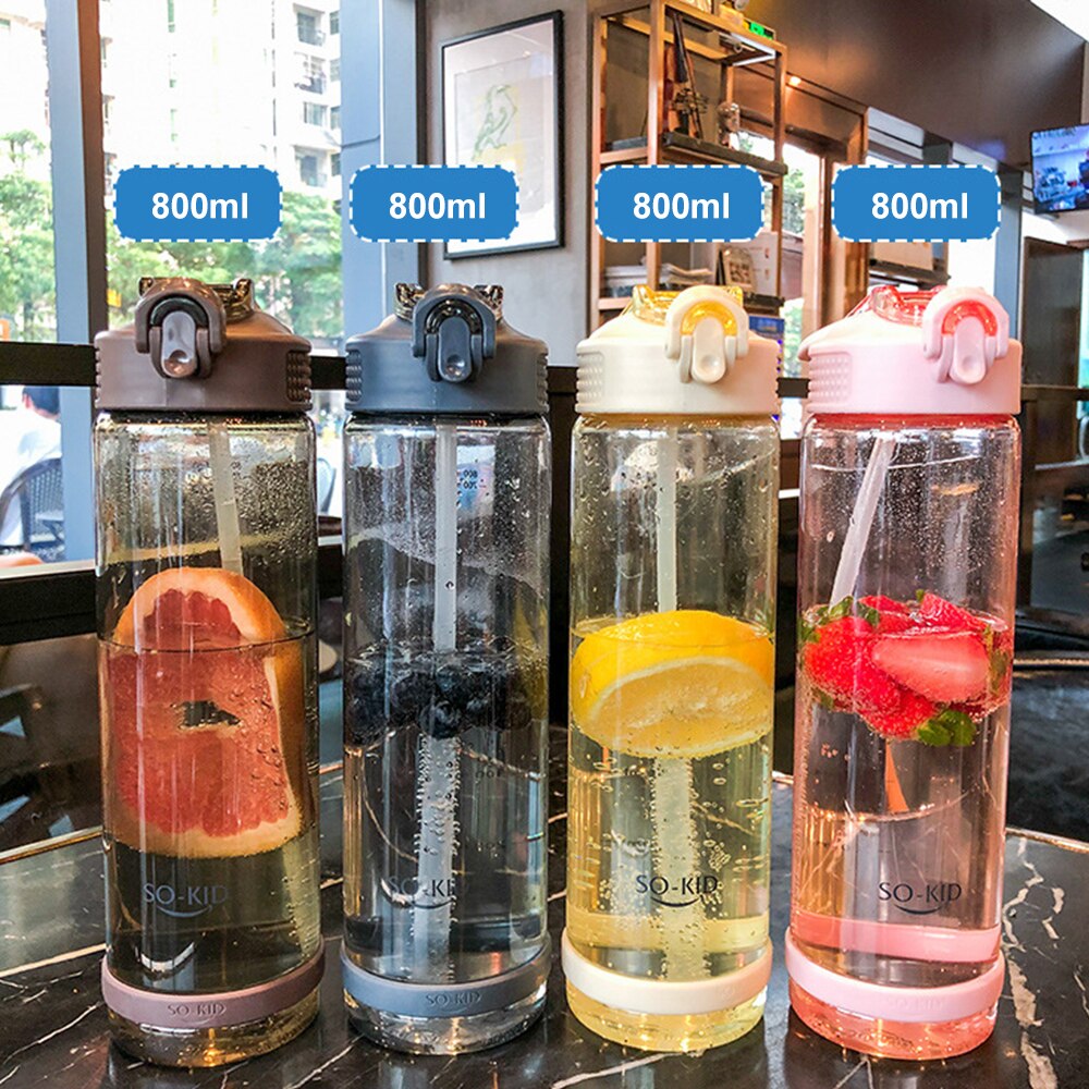 Student Water Cup Drinking Bottle with Straw Lid Boys and Girls Water Bottles for School Outdoor Drinking Bottle 500/700/800ml