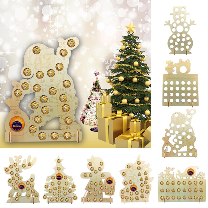 Decorazioni natalizie decorazioni artigianato in legno festa di natale portapacchi per cioccolato conto alla rovescia calendario pendolo