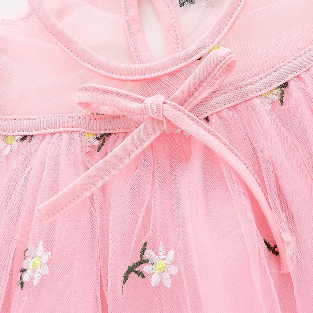 Baby Baby Meisje Mouwloze Borduren Bloem Bloemen Tule Prinses Jurk