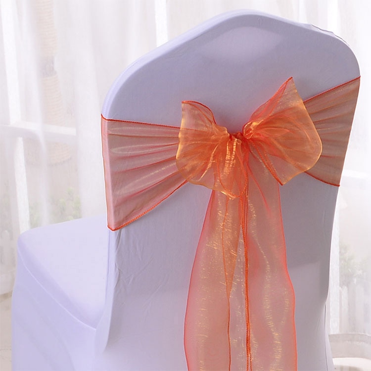 25 stk/parti lyserøde organza stole-sasher bryllup stol dekoration bånd slips sløjfe til betræk banket bryllupsfest begivenhed mintgrøn: Orange