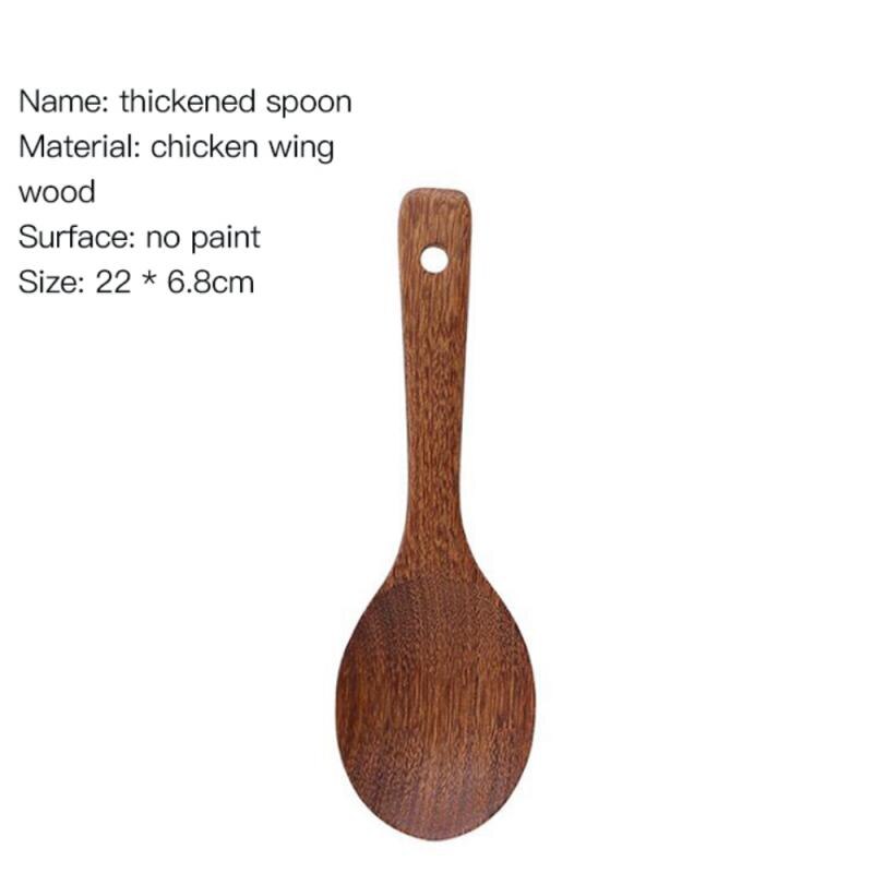 Natuurlijke Houten Servies Lepel Pollepel Turner Lange Rijst Vergiet Soep Skimmer Koken Lepels Scoop Keuken Tool Set: 03