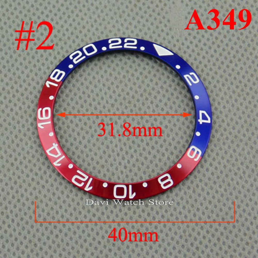 38/40mm Red Blue Titanium Fit GMT Automatic Movement Mens Watch Bezel: A349-2