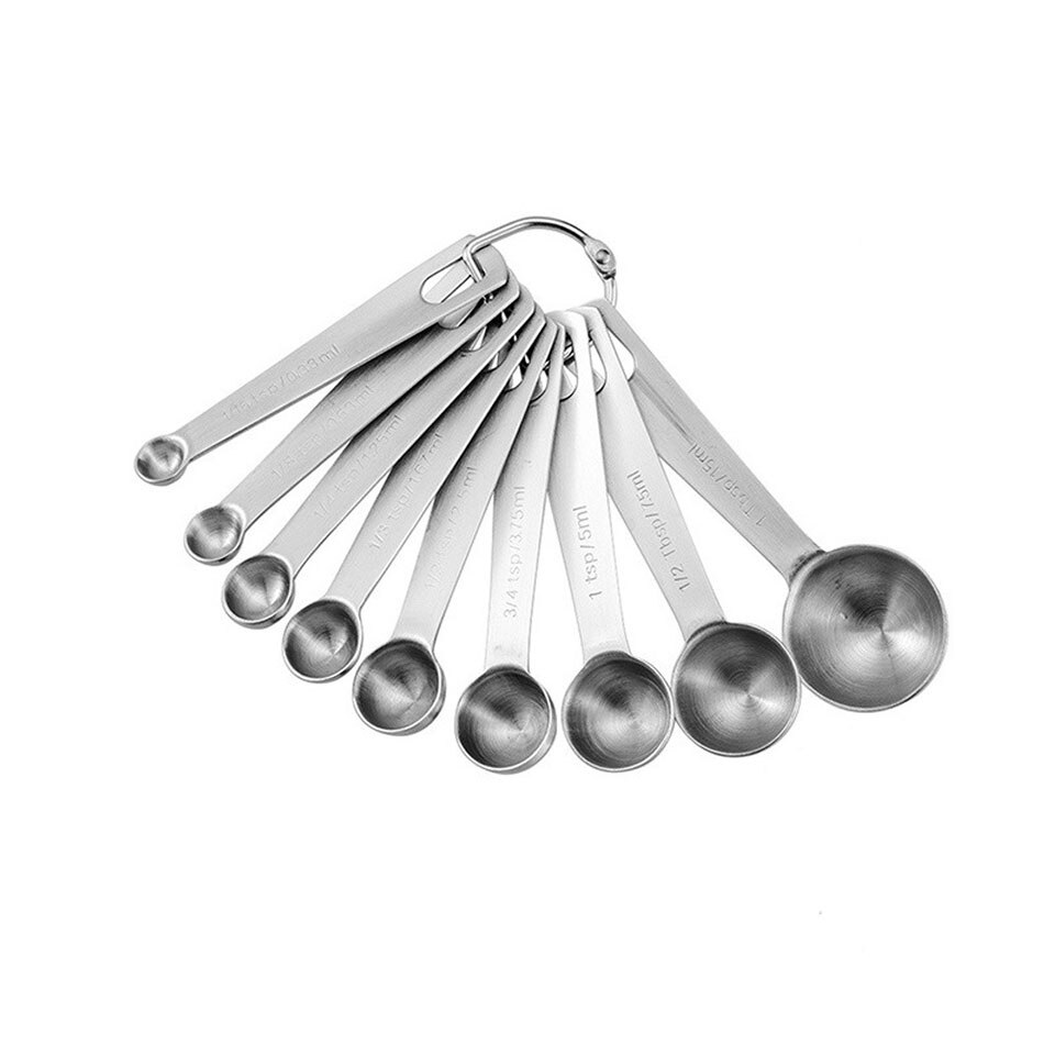 Cucharas de medición de acero inoxidable para líquidos secos, herramientas para 304, 1/16, 1/8, 1/4, 1/3, 1/2, 1, 3/4, bsp, se adapta a tarros de especias, 9 Uds., 11 Uds.