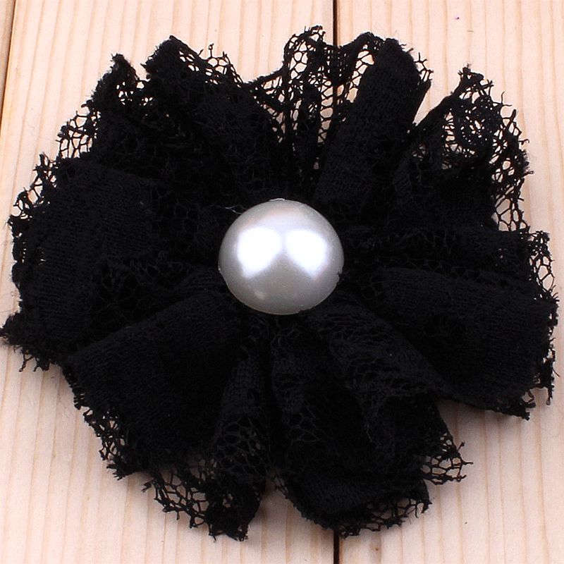 5 teile/los 7 cm 15 farben Ausgefranste Mesh Spitze Blumen Mit Perle Für Haar Zubehör Shabby Künstliche Stoff Blumen Für stirnbänder: Gold