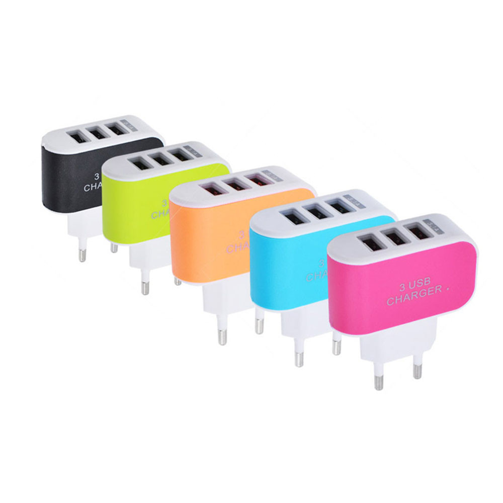Eu Plug 3 Usb Poorten Triple Usb-poort Muur Home Reizen Ac Charger Adapter Converters Voor Samsung apple Ipad