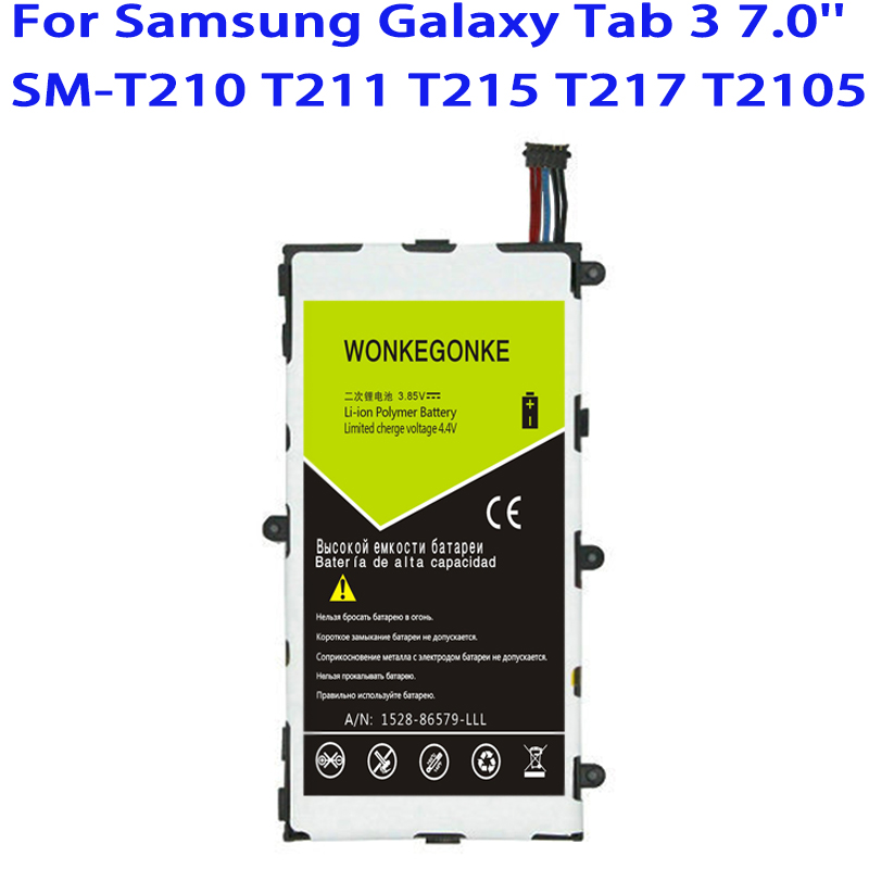WONKEGONKE T4000E Battery For Samsung Galaxy Tab Tablet 3 7.0 T210 T211 T215 T217A T2105 T210R P3200 P3210 Batteries