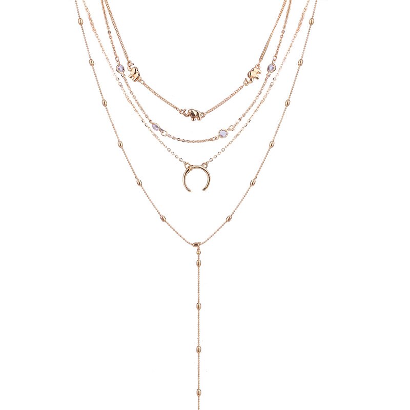 SUMENG 2022 New Bohemia Moon catena circolare collana multistrato Color argento con pendente per gioielli da donna di personalità: Gold