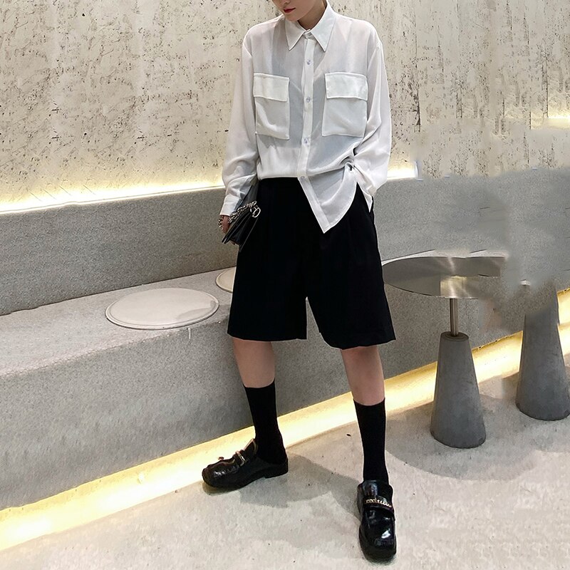 XITAO-Blusa holgada informal de manga larga para otoño, camisa blanca sencilla para mujer, con bolsillos que combinan con todo, estilo coreano, ZP1843,