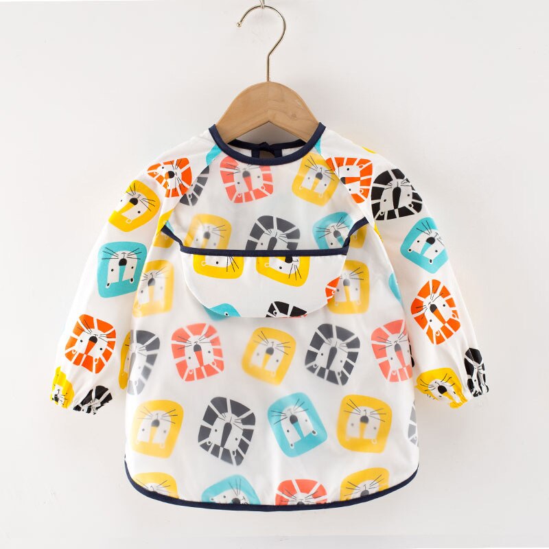 Baby Kids Toddler Long Sleeve Scarf Waterproof Art Smock Feeding Bib Apron Pocket Infant Boys Girls Burp Cloth Bandana Bibs: 6