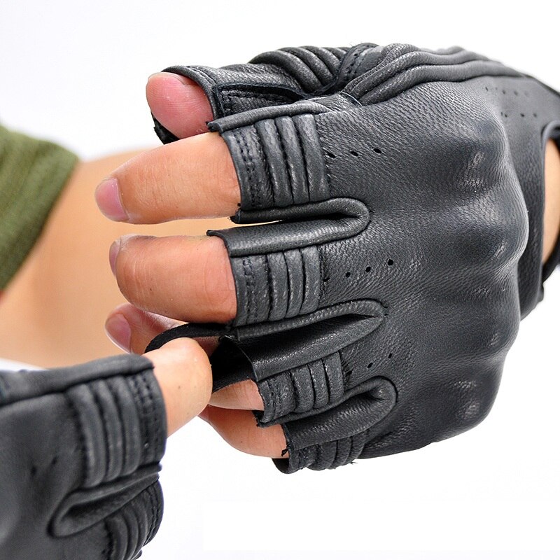 Guantes de cuero para MOTO y niño, guantes de medio dedo para motociclismo y motocross