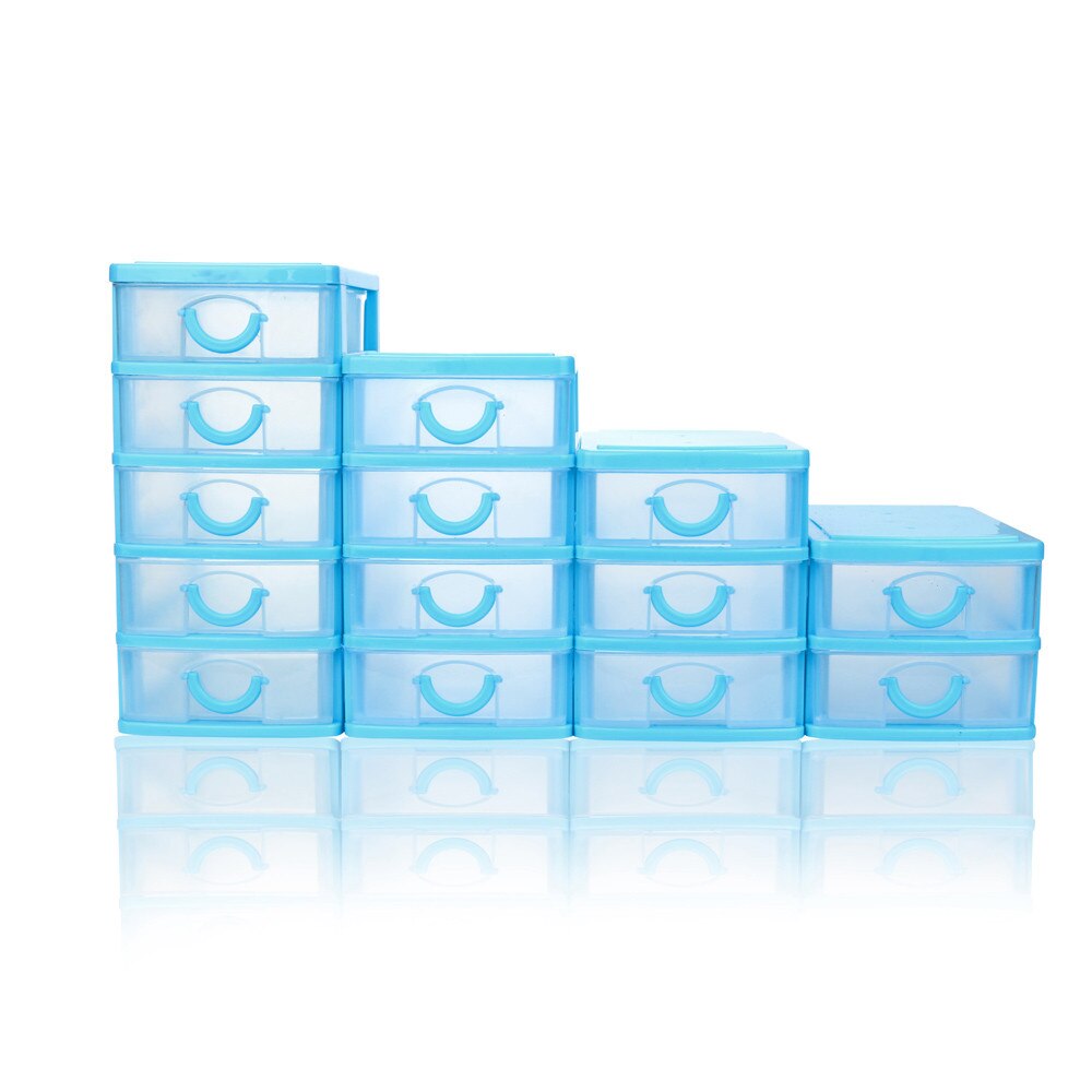 Durable Plastic Mini Desktop Drawer Sundries Case Small Objects Jewelry Makeup Organizer Storage Container Storage Box #Y2: Sky Blue / XL