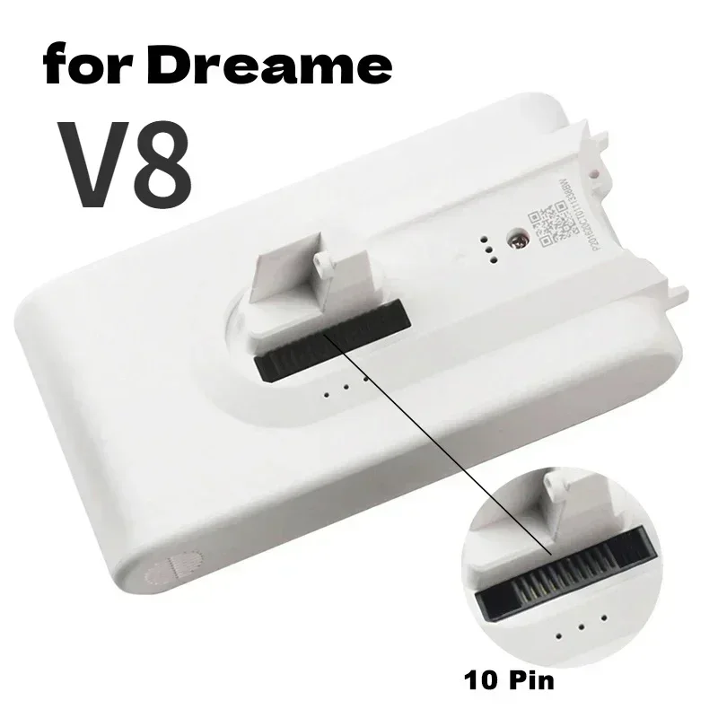 Wymienny odkurzacz 5000 mAh - zapasowa bateria robić akumulatora litowo-jonowego Xiaomi Dreame V8, V9, V10, V10zawodowiec, VVN3, VVN4, VVN5, XR: BIAŁY