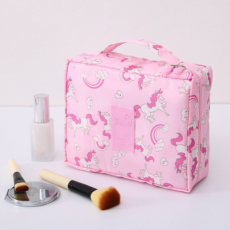 Multifunction Travel Cosmetic Bag Neceser Women Makeup Bags Floral Toiletry Organizer Waterproof Flamingo Storage Make up Cases: 3