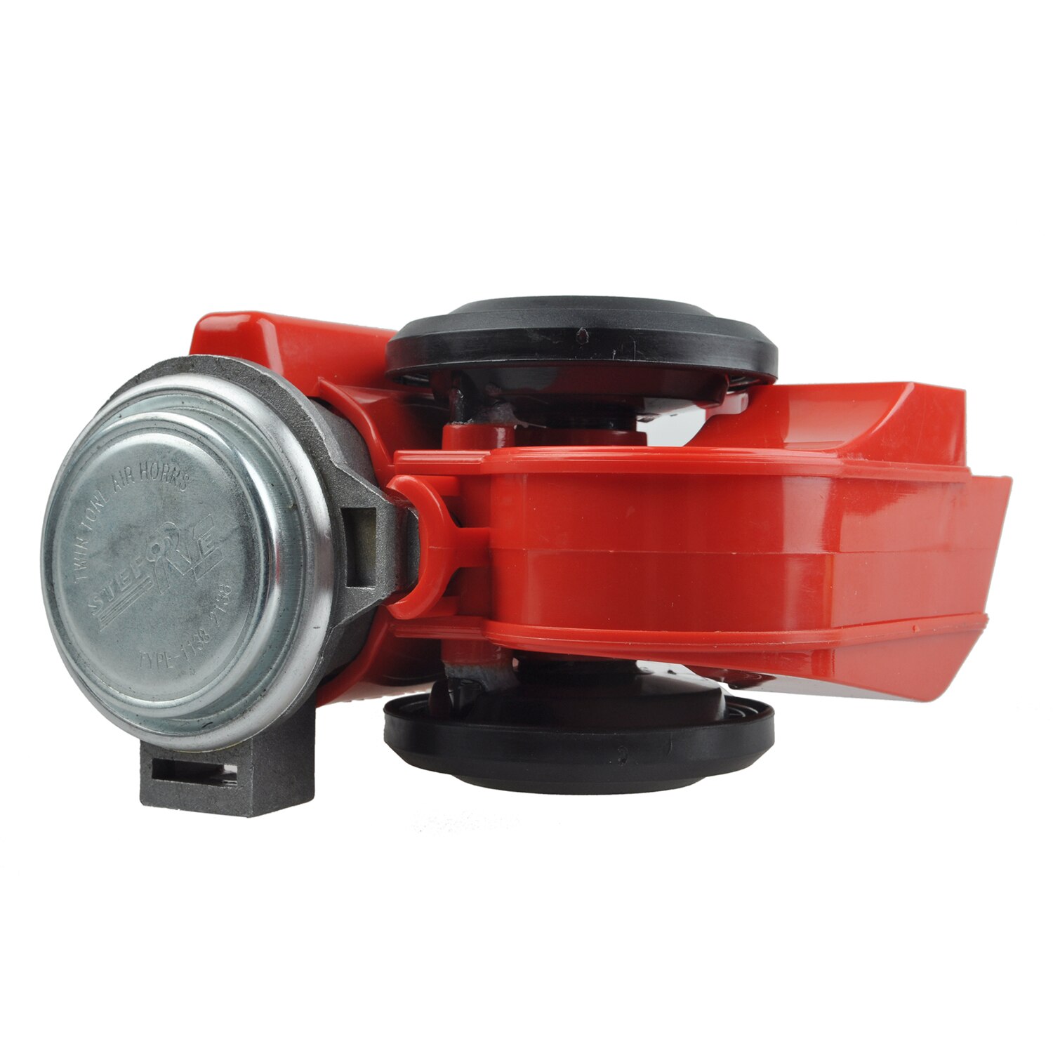 Twin Dual Tone Compact Air Loud Horn 12V 110-125db Compressor Red Truck Car Bus Van