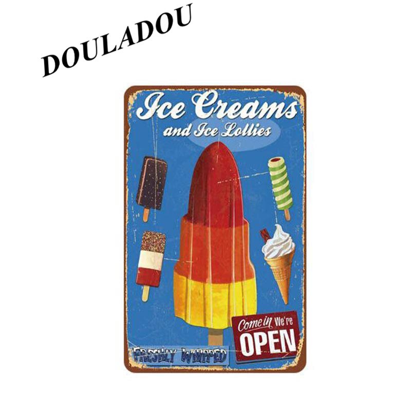 [Douladou] Vintage Pannenkoek Pizza IJS Plaque Tin Teken Cafe Winkel Metalen Teken Poster Bar Club Thuis decoratie 20x30cm: 11